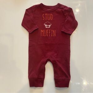 Cherokee Maroone Stud Muffin Fall Thanksgiving Long Sleeve Romper